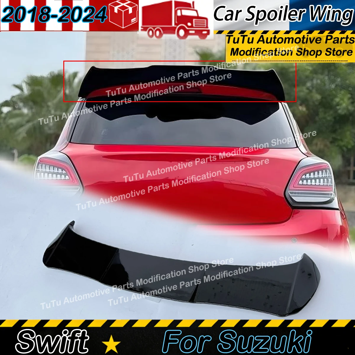 Alerón Trasero para Techo de Suzuki Swift 2018-2024, Alerón Trasero Estilo Batman, Protector Exterior, Kit de Carrocería, Tuning