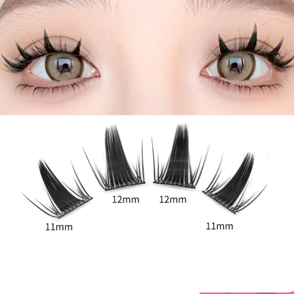 10 Rows Thick Dense False Eyelashes Large Capacity Natural Little Devil Segmented Lashes Individual Cluster Korean Eye Makeup