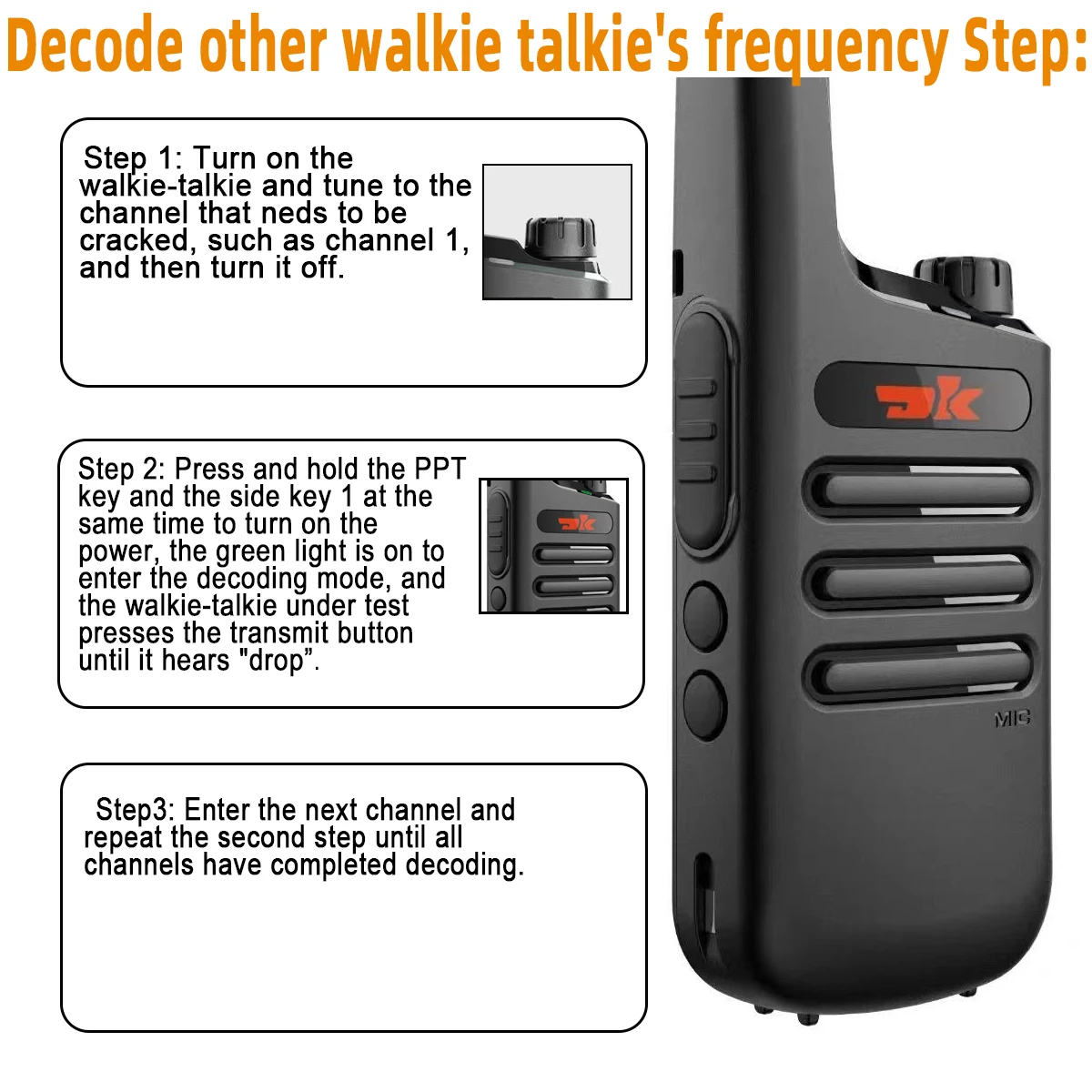 Mini Walkie Talkie 400-480MHz 16Channels UHF Radio Tpye-C Wireless Copy Frequency Portable Two Way Radio for Hotels Restaurants