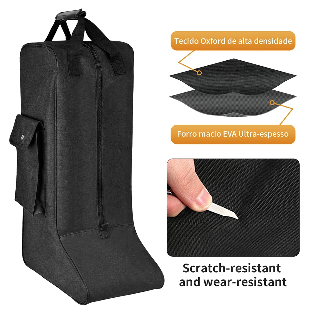 Travel Sized Boot Bag for Equestrians Supporting Safe Carrying and Dust Storage of Tall For Knight Style Riding Boots