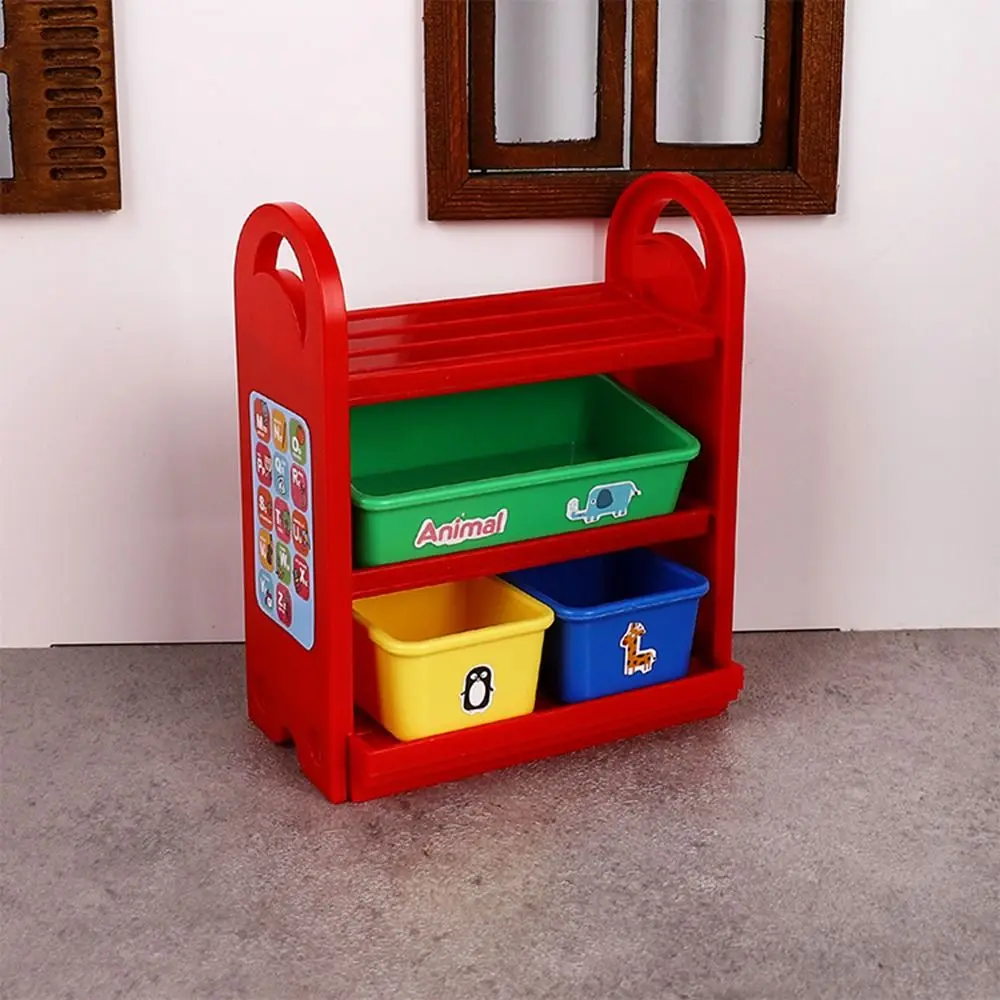 1/6 Scale Dollhouse Miniature Storage Rack Miniature Model DIY Accessories House Display Stand 3 Miniature Baskets Space-Saving