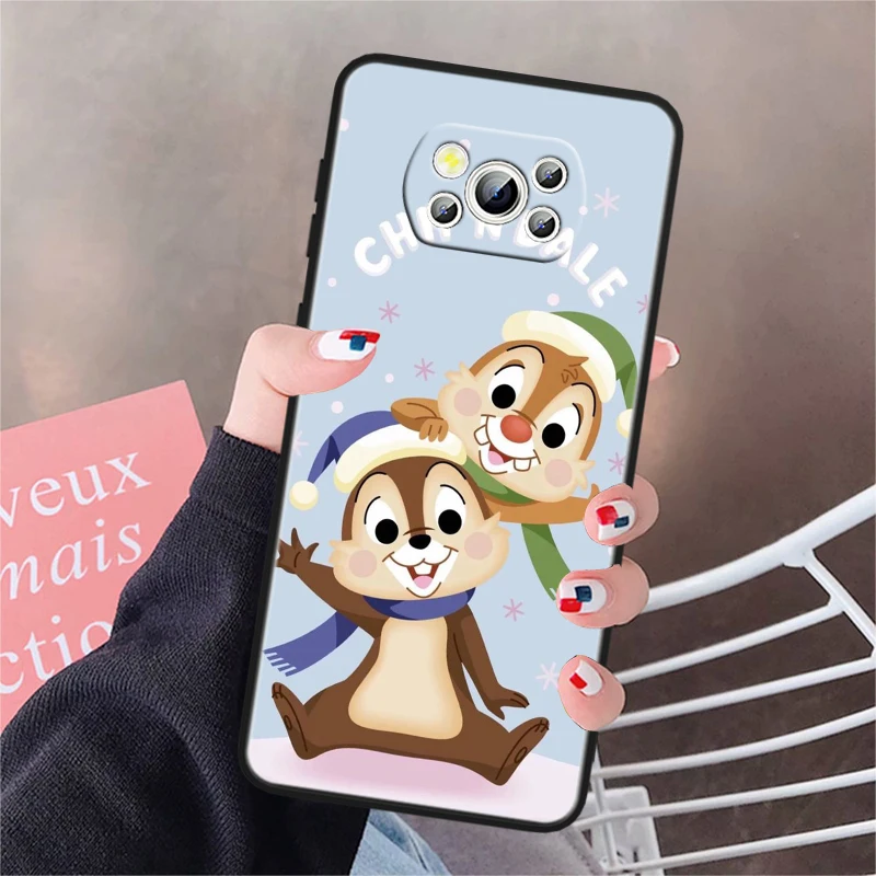 Disney Chip And Dale For Xiaomi Poco X5 X3 Pro X4 F4 F3 GT M5 M5s M4 M3 C55 C50 C40 5G Black Soft Phone Case