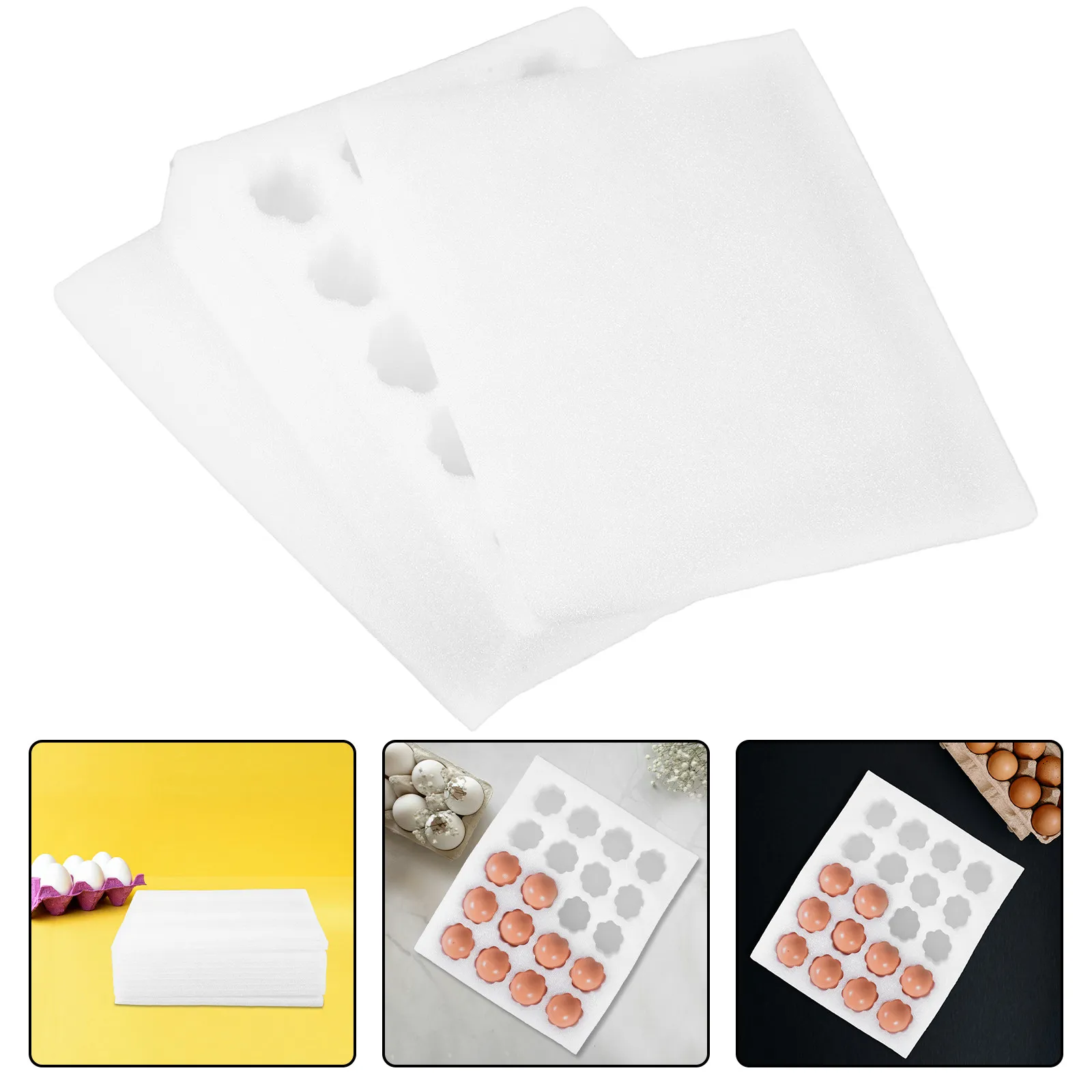 1Set Thickened Pearl Cotton Chicken Egg Tray Foam Shockproof Egg Carrier Shipping Storage Container Reusable White