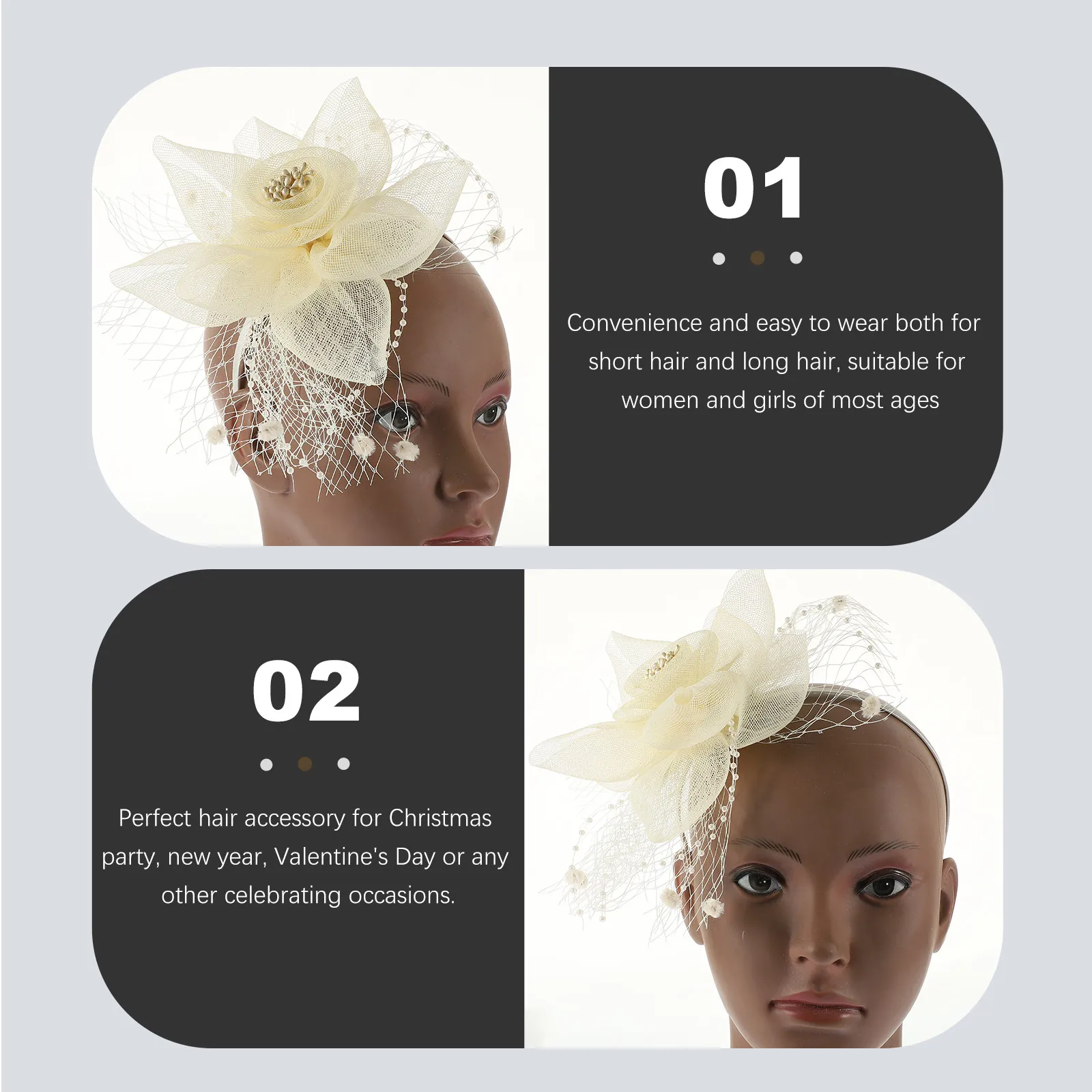 

Сетчатый фасцинатор-ободок для женщин, свадебное украшение для волос, головной убор для вечеринок, элегантный винтажный аксессуар для торжественных мероприятий