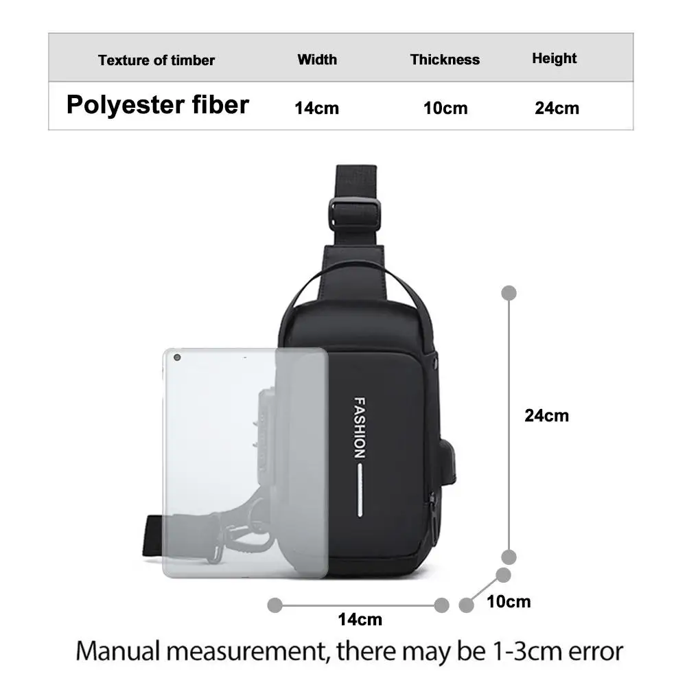 Robuste Oxford-Stoff Herren-Umhängetasche - Stilvolle Motorrad-Brusttasche mit Handyfach und Reißverschluss für den täglichen Pendelverkehr – Detail 21