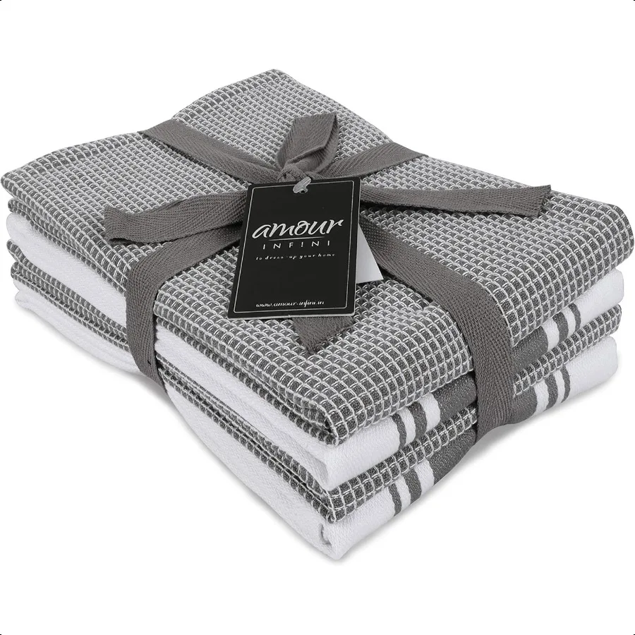 

Набор из 4 хлопковых кухонных полотенец, высоковпитывающее ультрамягкое чайное полотенце вафельного переплетения с подвесной петлей, 20x28 дюймов, быстросохнущее Dis