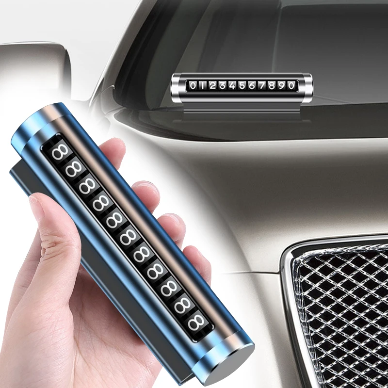 

Universal Metal Car Temporary Parking Card Rotate Phone Number Plate Aluminum Stickers Park Stop in Car-styling Auto Accessories