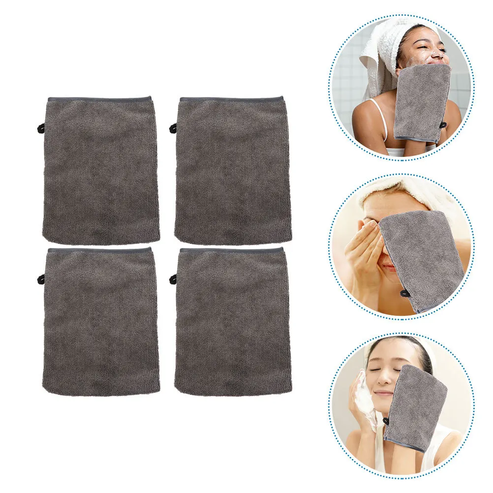 

4Pcs Facial Cleaning Gloves Reusable Makeup Remover Mitts Soft Comfortable Household Face Mitts Portable Convenient Makeup