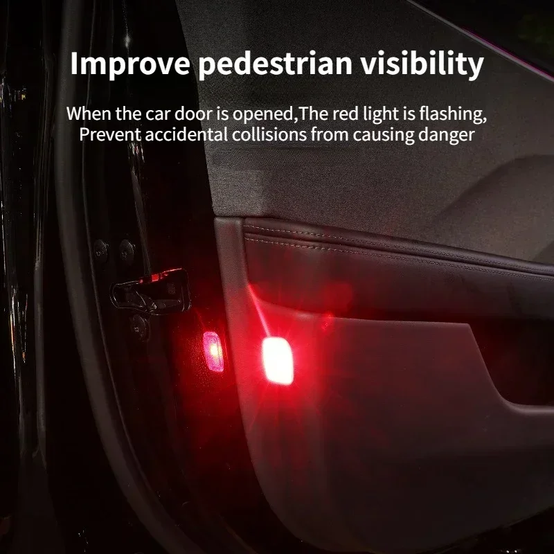 Luz de advertencia de puerta de coche para Tesla Model 3/Y/3 + luz intermitente fuerte lámpara LED de advertencia accesorios anticolisión para coche 2021-2024