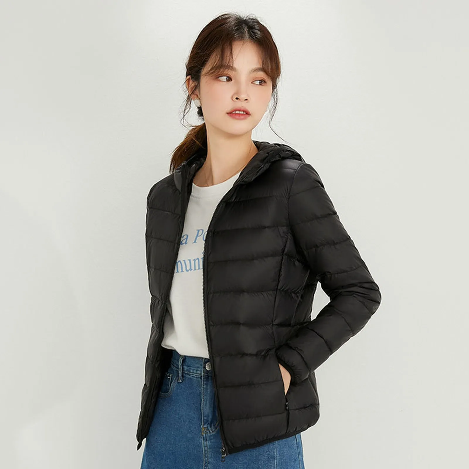 

Women Autumn Winter Jackets 2024 New 90% White Duck Down Fashion Slim Fit Ultra Lightweight Packable Puffer Jacket Brnad Coats