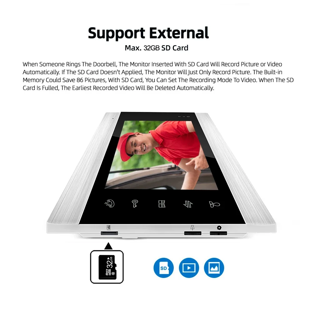 Tuya Video Intercom System Electronic Door Phone Doorbell Camera 7-Inch Touch Screen Buttons Monitor for Private House Entry