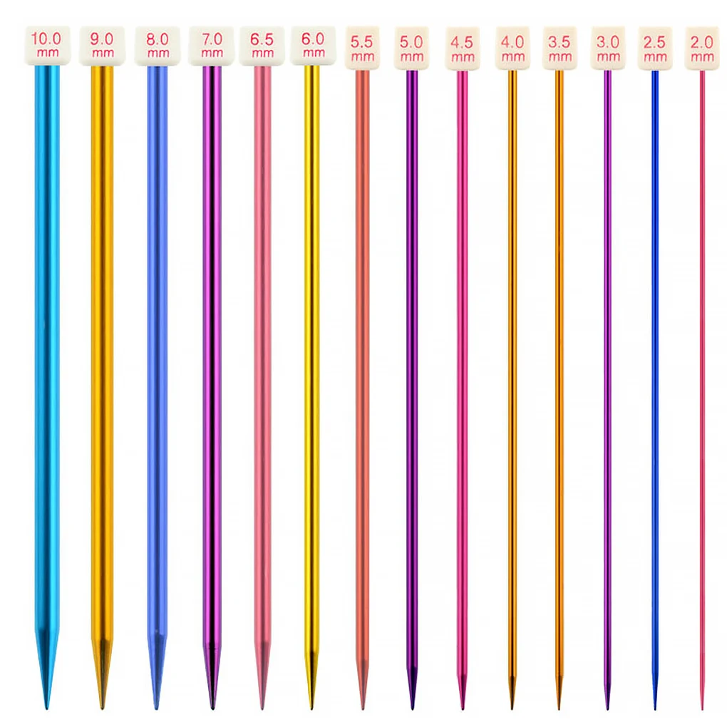 Color Random Straight Knitting Needles Sweater Glove Portable Weaving Needle DIY Crafting Lightweight Household Supplies 35cm