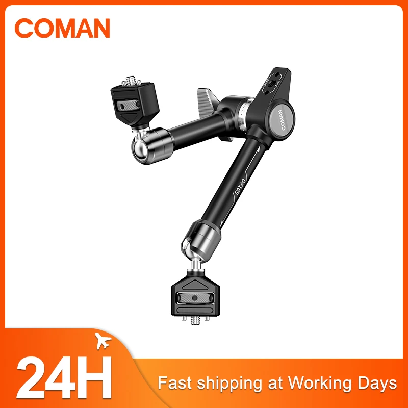 

COMAN DF10S 11 inch Adjustable Bracket Magic Arm With 1/4" Screw For DSLR Camera LED Fill Light Microphone Live Monitor Tablet