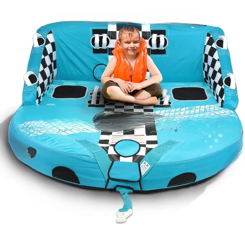 Heavy-Duty Inflatable Towable Booster Tube  Watersports Inflatable Pull Boats/Tubes/Towables w/Foam Seats