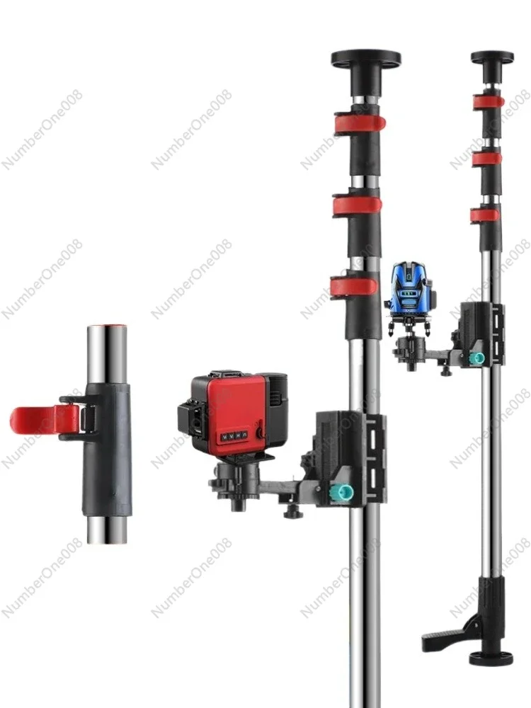 Heavy Duty Stainless Steel Tripod, Telescopic Extension Rod for Laser Level, Adjustable Support Pole with Quick Lock
