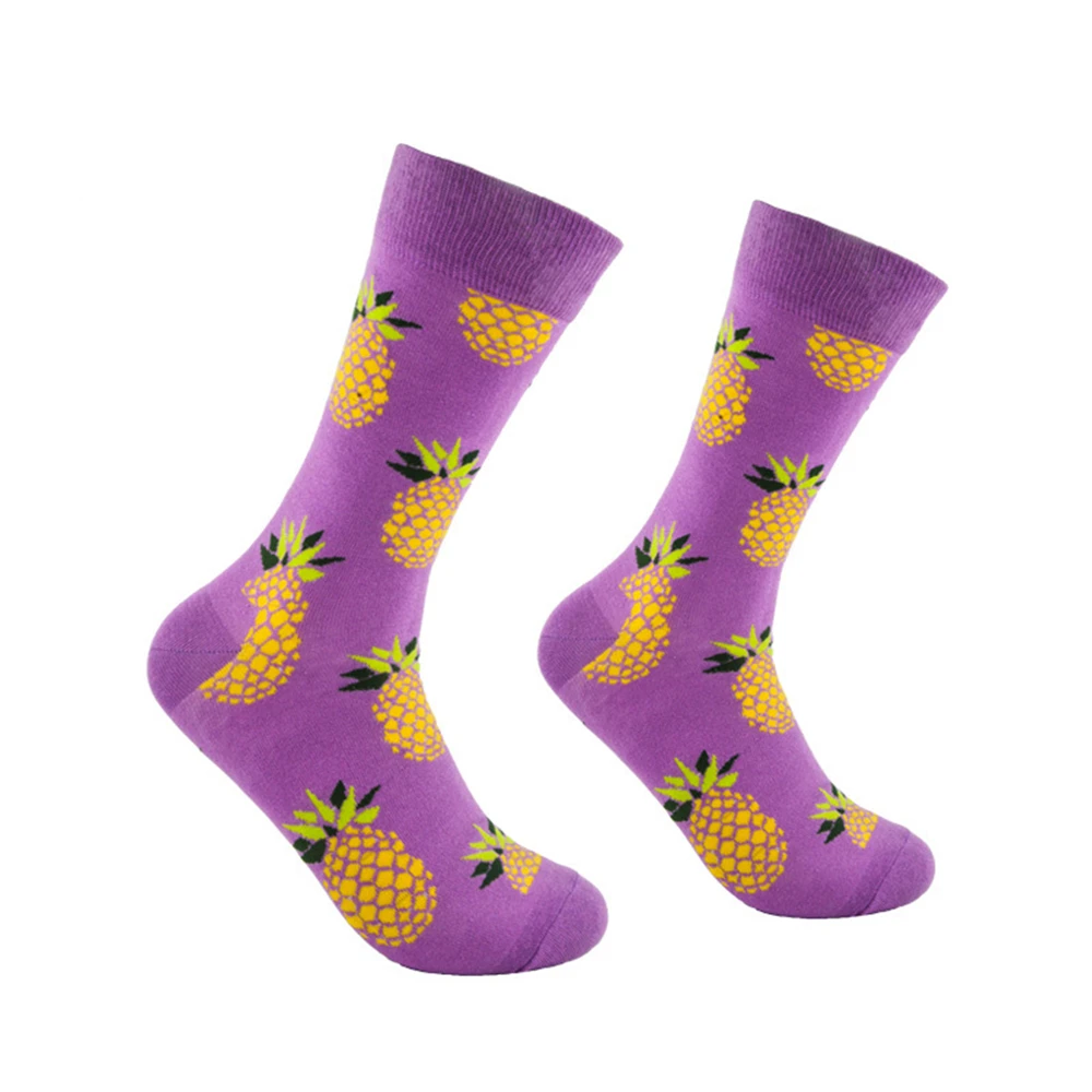 Happy Cherry Lemon Pineapple Strawberry Unisex Fruit Cotton Socks Skateboard Men Fashion Business Hipster Dropship