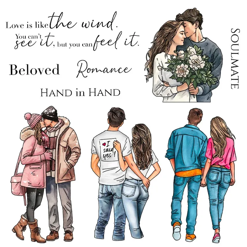 

Valentine's Day Love Couples Clear Stamps DIY Scrapbooking Supplies Silicone Stamp For Card Making Albums Decor