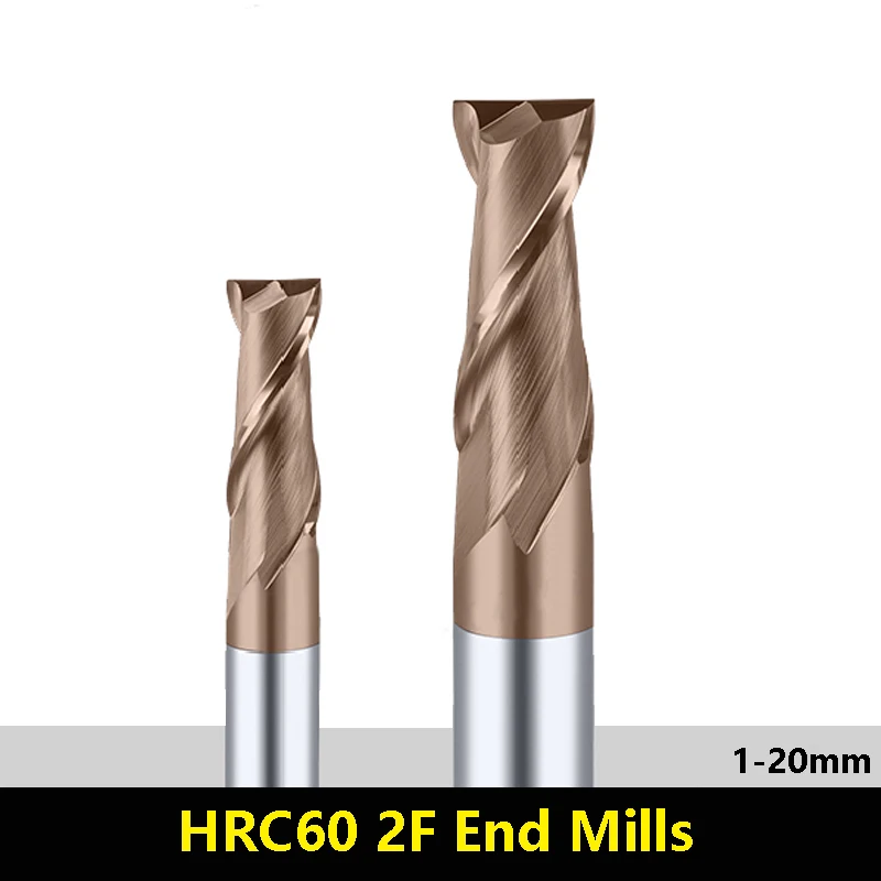 BEYOND HRC60 2F Keyway Carbide End Mills 2 Flutes CNC Coating Machine Tool Tungsten Steel Milling Cutter 1mm 2mm 4mm 6mm 8mm