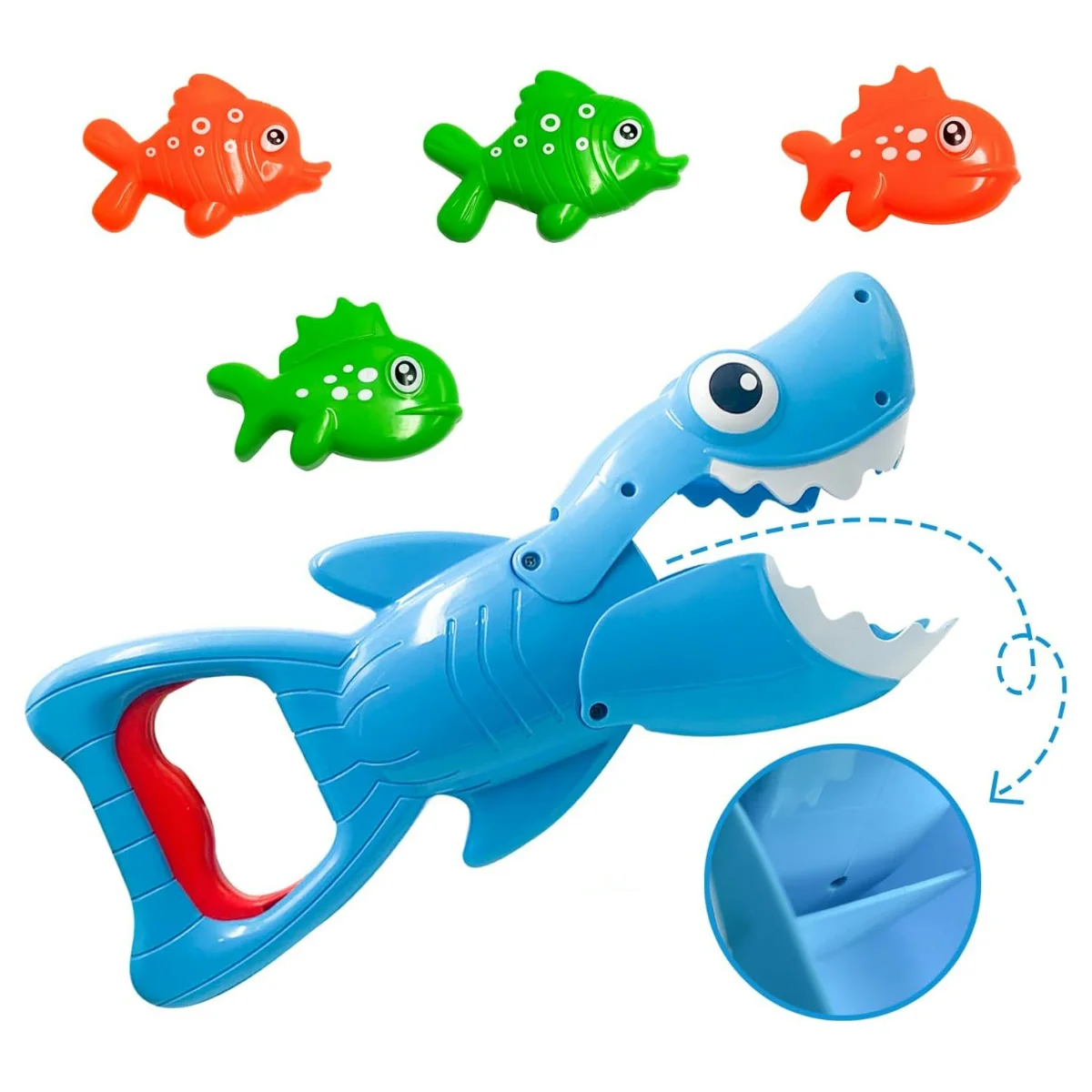 Juguetes de baño Shark Grabber con acción para morder los dientes, incluyen 4 peces de juguete, juguetes de natación, bañera de piscina para niños, niñas, niños pequeños, regalo