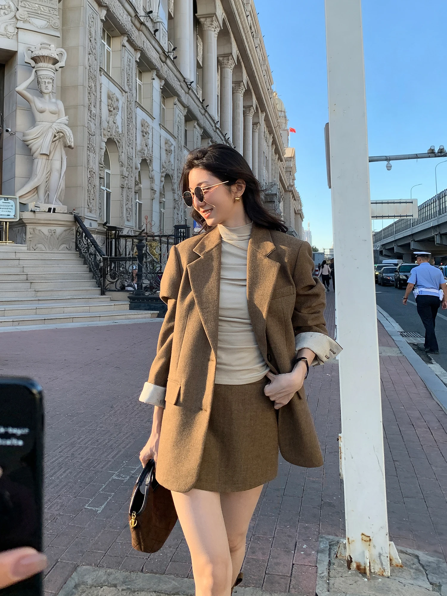 

Винтажный шерстяной костюм Mulvan свободного кроя с цветными вставками, удлиненный, стандартной длины, женский, весенний, модный, верхняя одежда