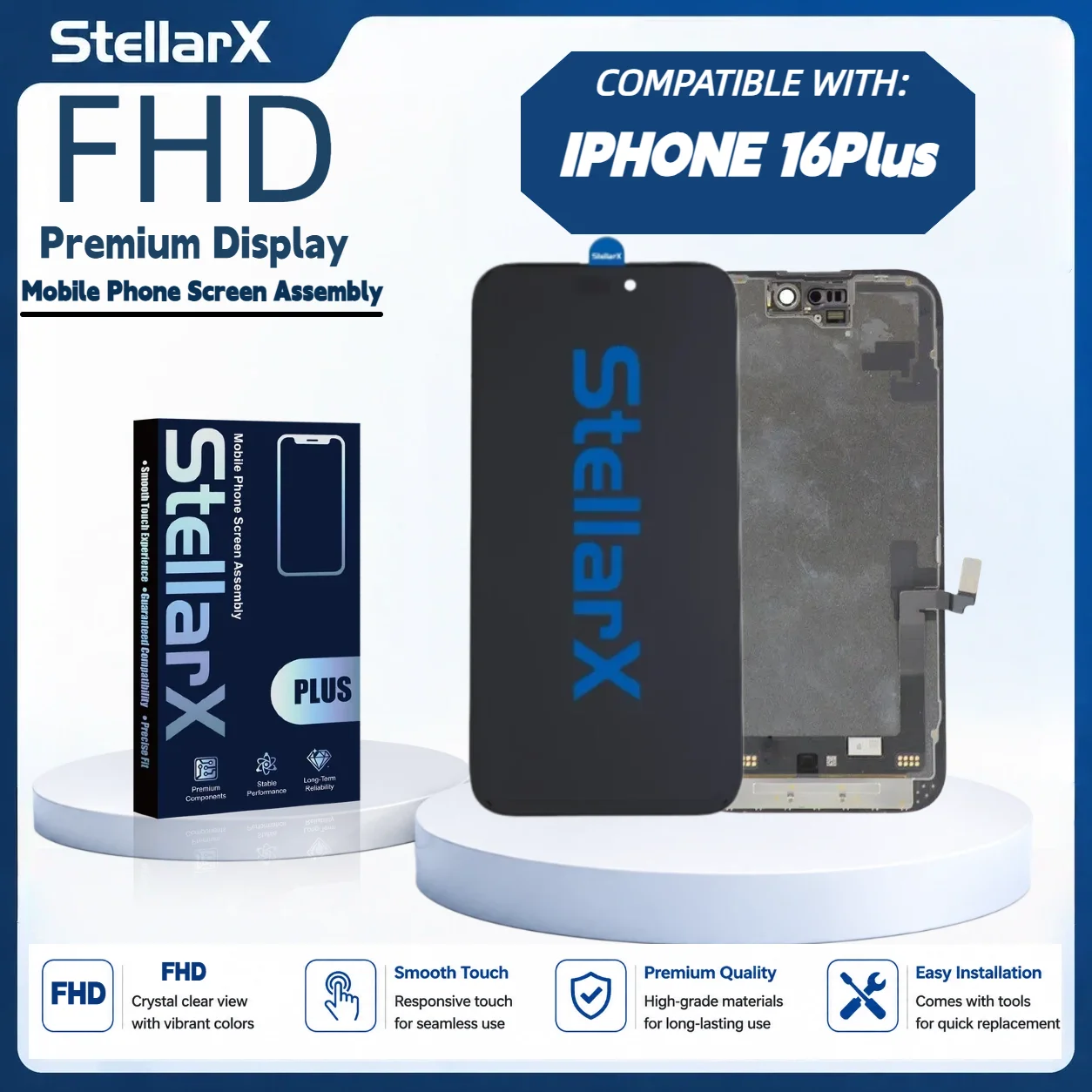 StellarX Display For iPhone FHD High Color Gamut iPhone16Plus Screen Replacement Assembly Repair Parts Full HD Display Module