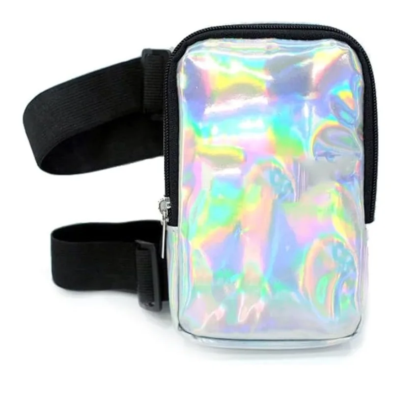 DHL30pcs  Women's Laser Leg Bag Straps Colorful Thigh Fanny Pack with Zipper