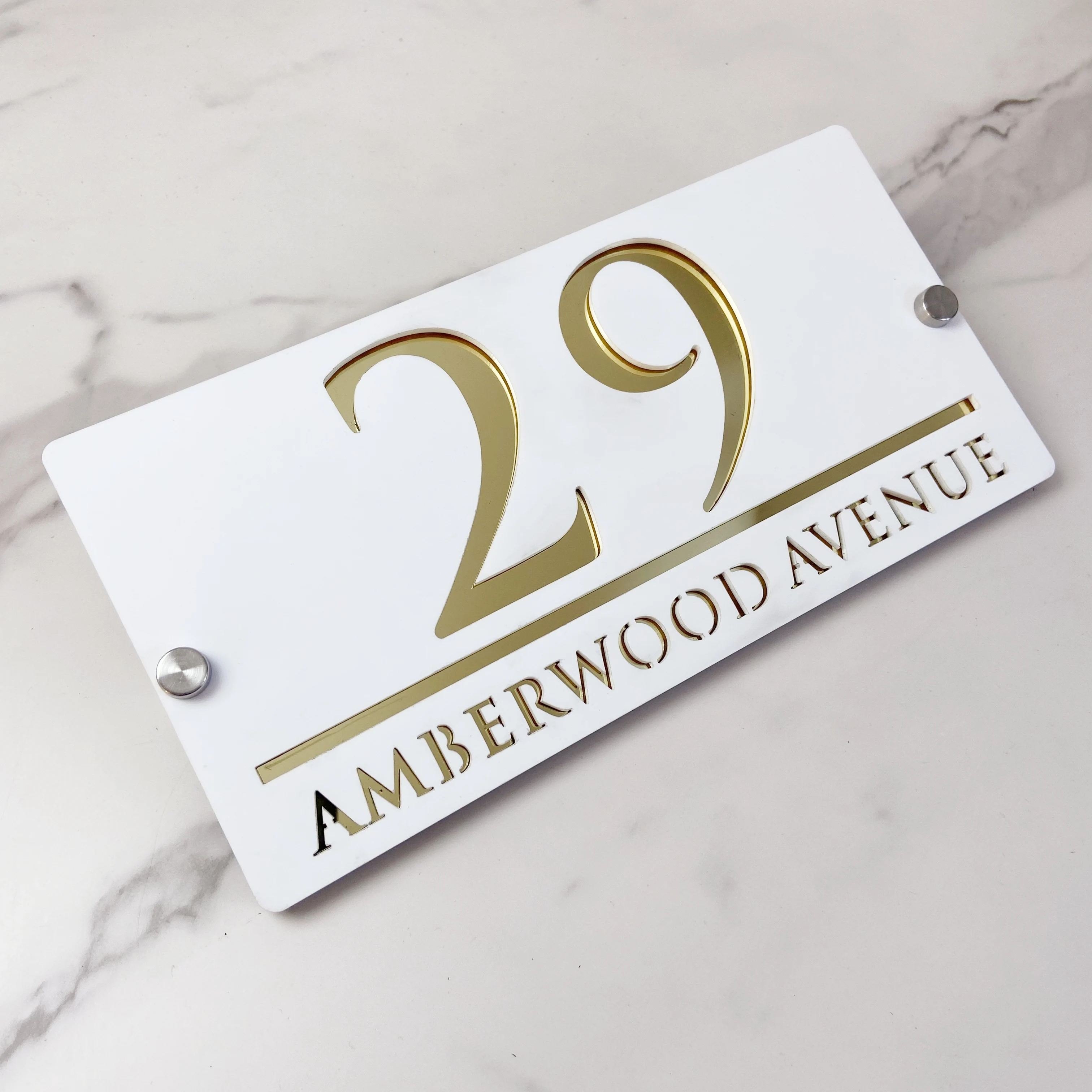 Personalized Eye-Catching custom made Matte White Acrylic House Number Sign Outdoor Address Plaque Wall Decoration for Home