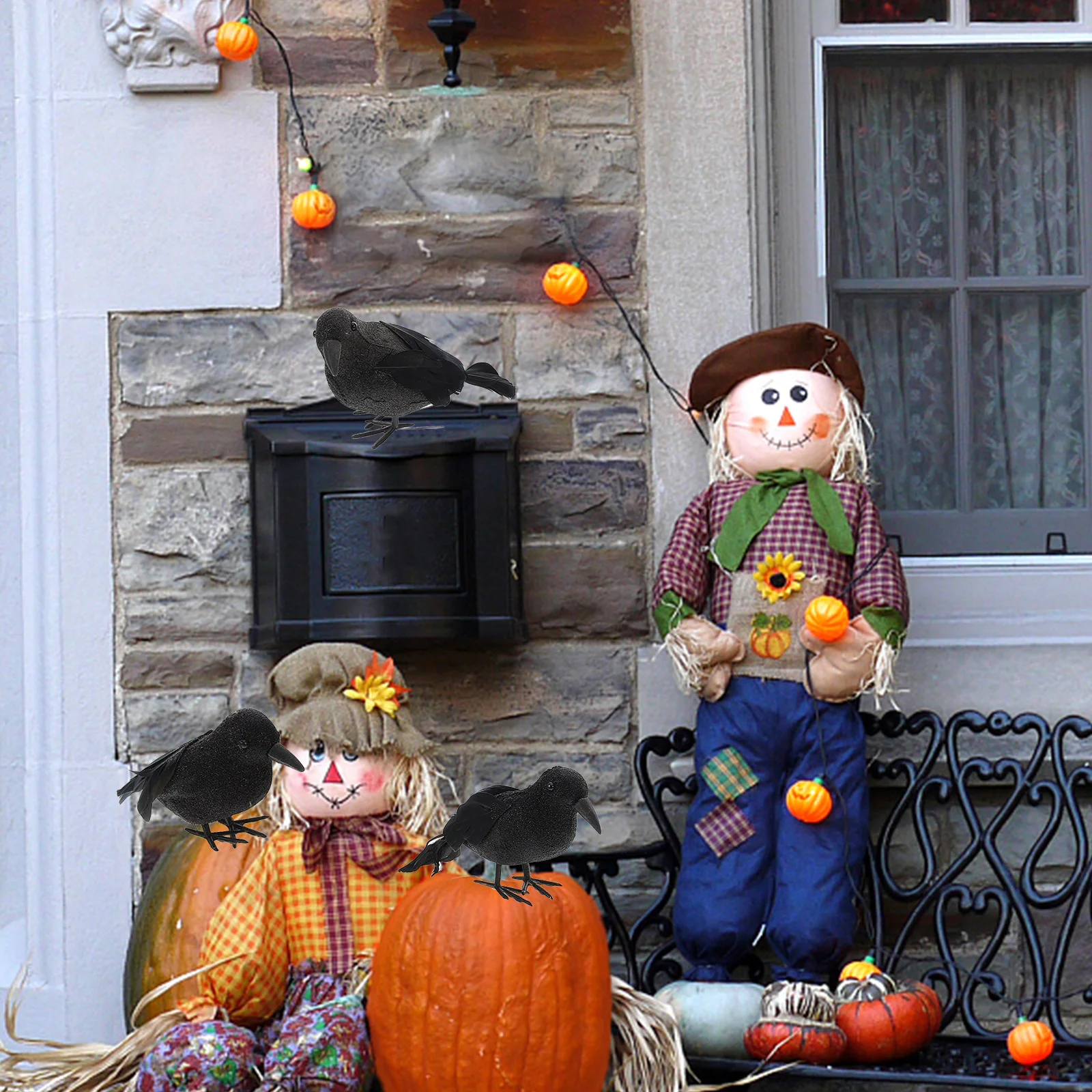 

6Pcs Halloween Feathered Crows Spooky Realistic Crow Decoration Black Ornament Party Supplies Crow Decor