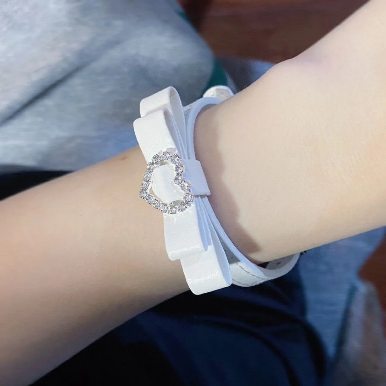 Leather PU Bowknot Subculture Heart Cute Y2K Hollow Japanese Style Bracelet