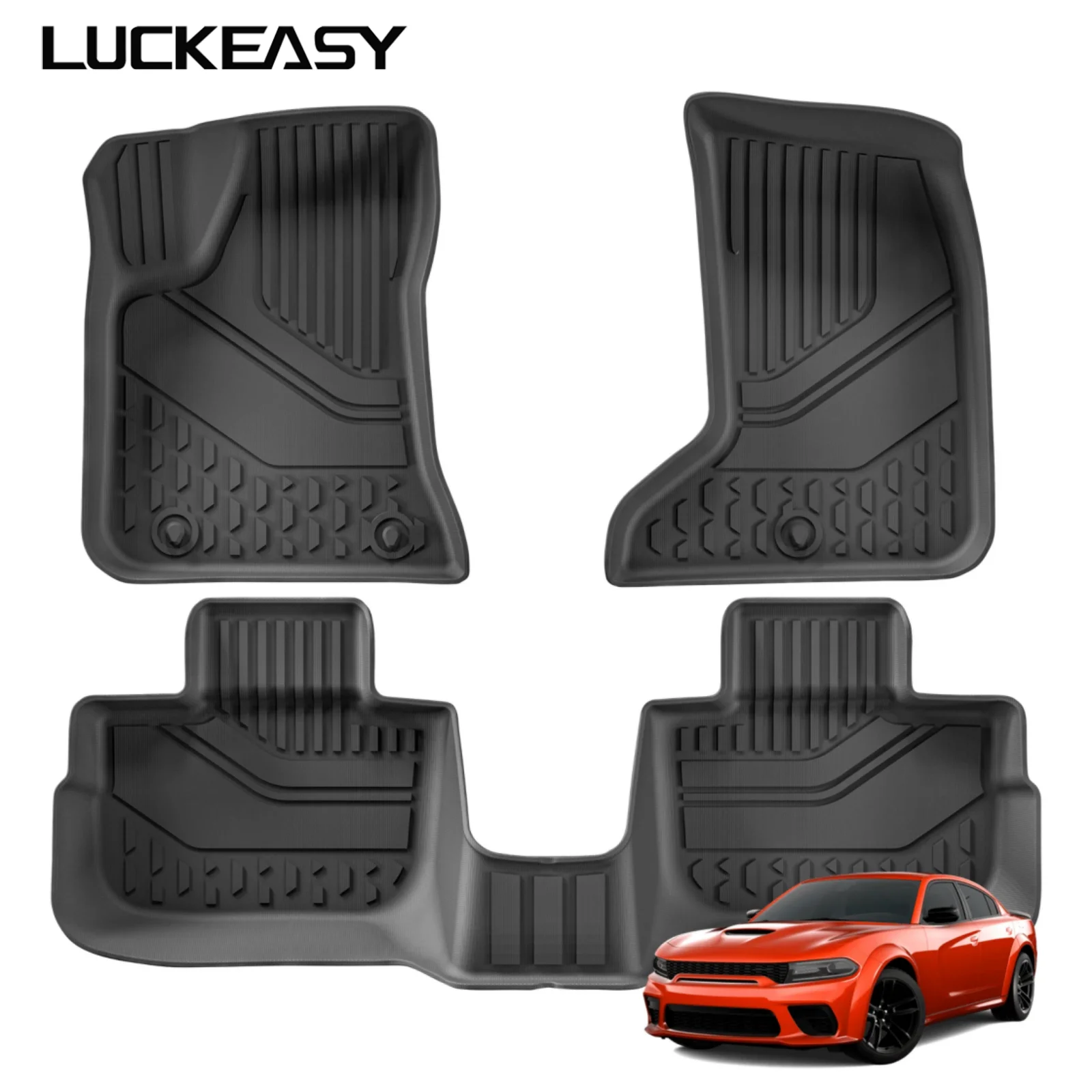 LUCKEASY for Dodge Charger AWD 2011-2023 US Version TPE 3D Car Floor Mats Cargo Liner Trunk Pad Accessories
