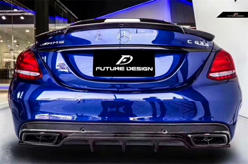 

For Mercedes Benz C Class W205 C63 C180 C200 C260 C300 C43 Real Carbon Fiber Car Rear Diffuser Exhaust Spoiler Body Kit 15-18