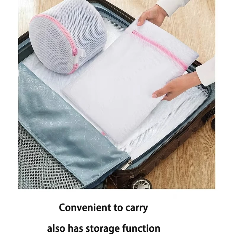 Wholesale Fine Mesh Laundry Bags Pink Zipper Large Capacity Delicate Lingerie Washing Bag Anti-deformation Clothes Storage Pouch