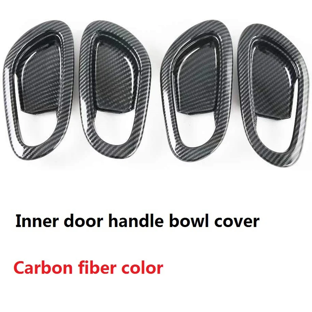 for Nissan Navara NP300 2016-2021 Carbon Fibre Car Inner Door Handle Bowl Protector Frame Cover Trim Sticker Accessories