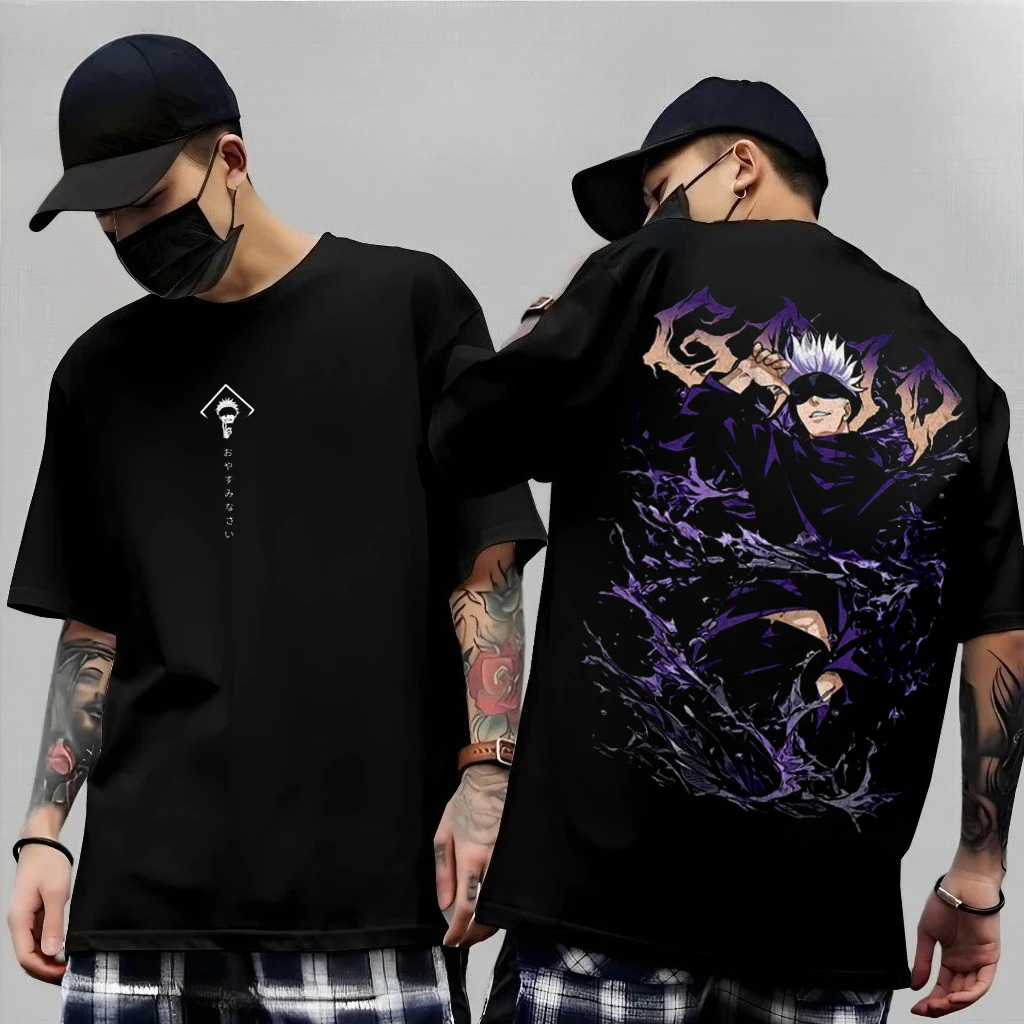 Gojo Satoru Jujutsu Kaisen Print Short Sleeves T-shirt Cotton Kid Clothes Funny Round Neck Harajuku Y2K New Arrival Tee Tops