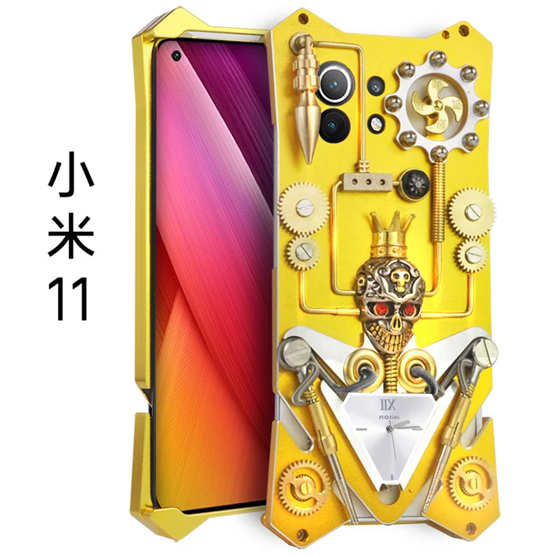 

New Metal Steel Machinery Armor Aluminum For Xiaomi Mi 11 10 Pro Ultra Gear Purely Handmade Shell For Mi11 CASE Cover