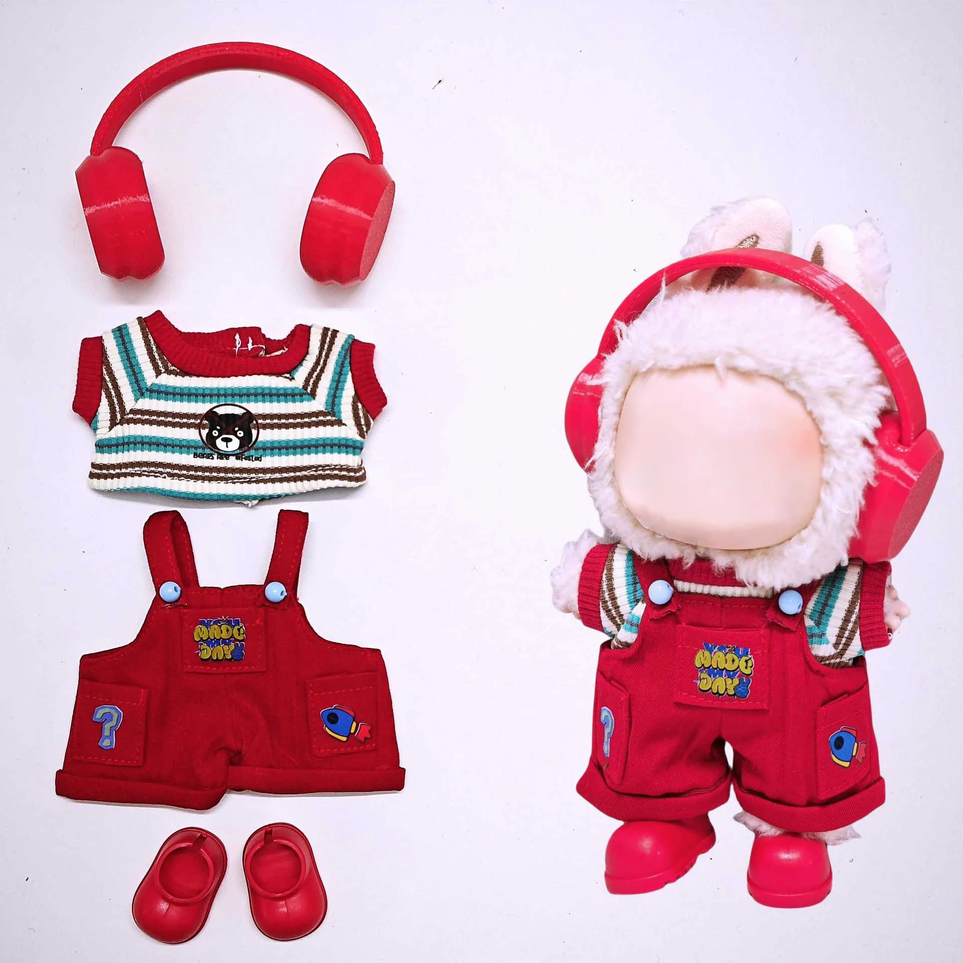 Accessorio per gancio per scatola cieca in vinile per costume da bambola da 17 cm Set di tute rosse