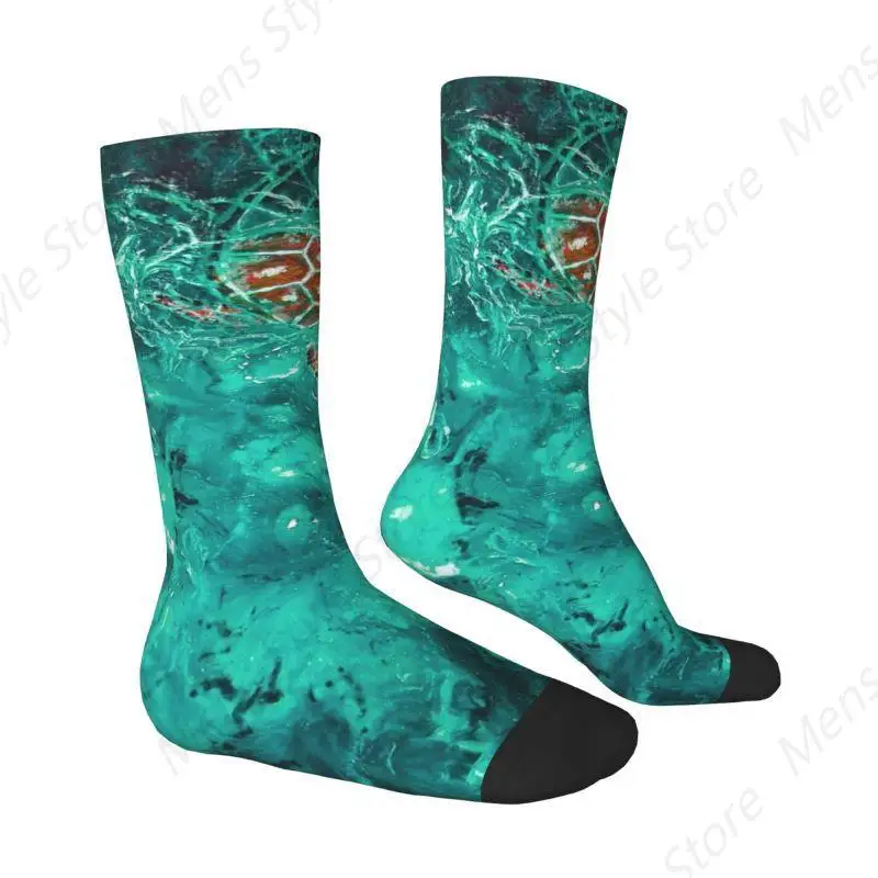 Kawaii Mens Ocean Aqua Turtle Dress Socks Unisex Warm Comfortable 3D Printed Sea Animal Crew Socks