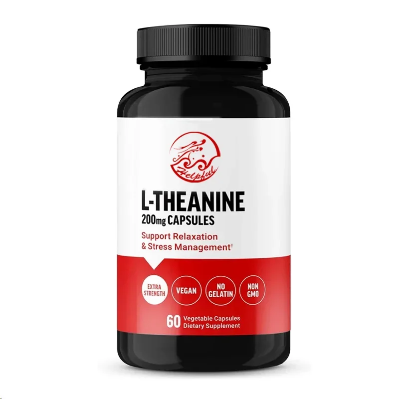 L-theanine Supplement, Relieves Stress, Supports Calmness and Relaxation, 60 Vegetable Capsules, Non Genetically Modified