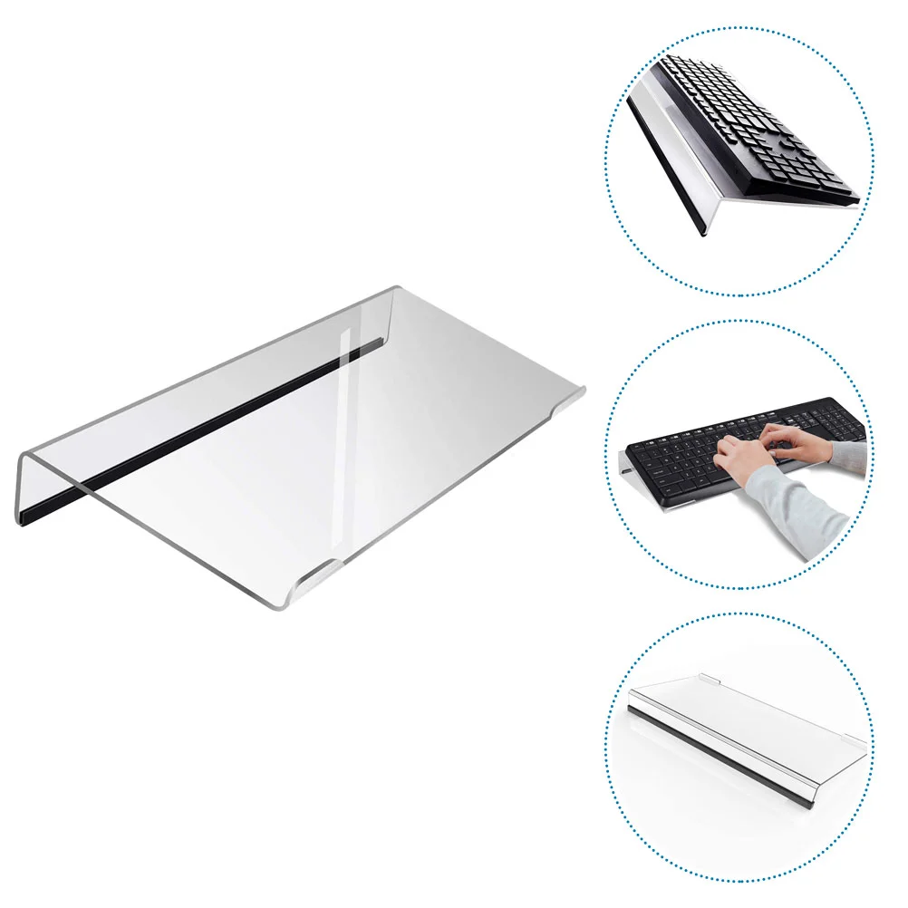 Bandeja para teclado, soporte transparente para escritorio, soporte para ordenador, soporte inclinado, ergonómico