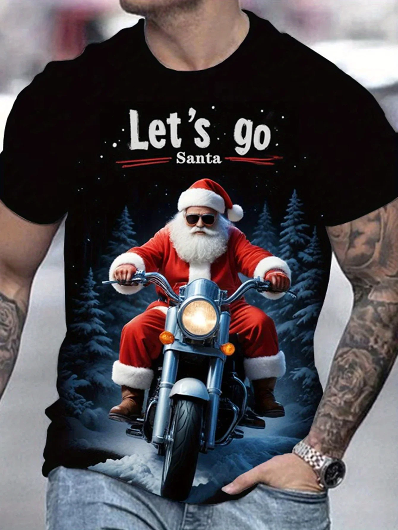 Fashion Men's Christmas Short Sleeve T-Shirt Cute Reindeer Graphic Tee Casual Round Neck Xmas Holiday T Shirts Funny Tops