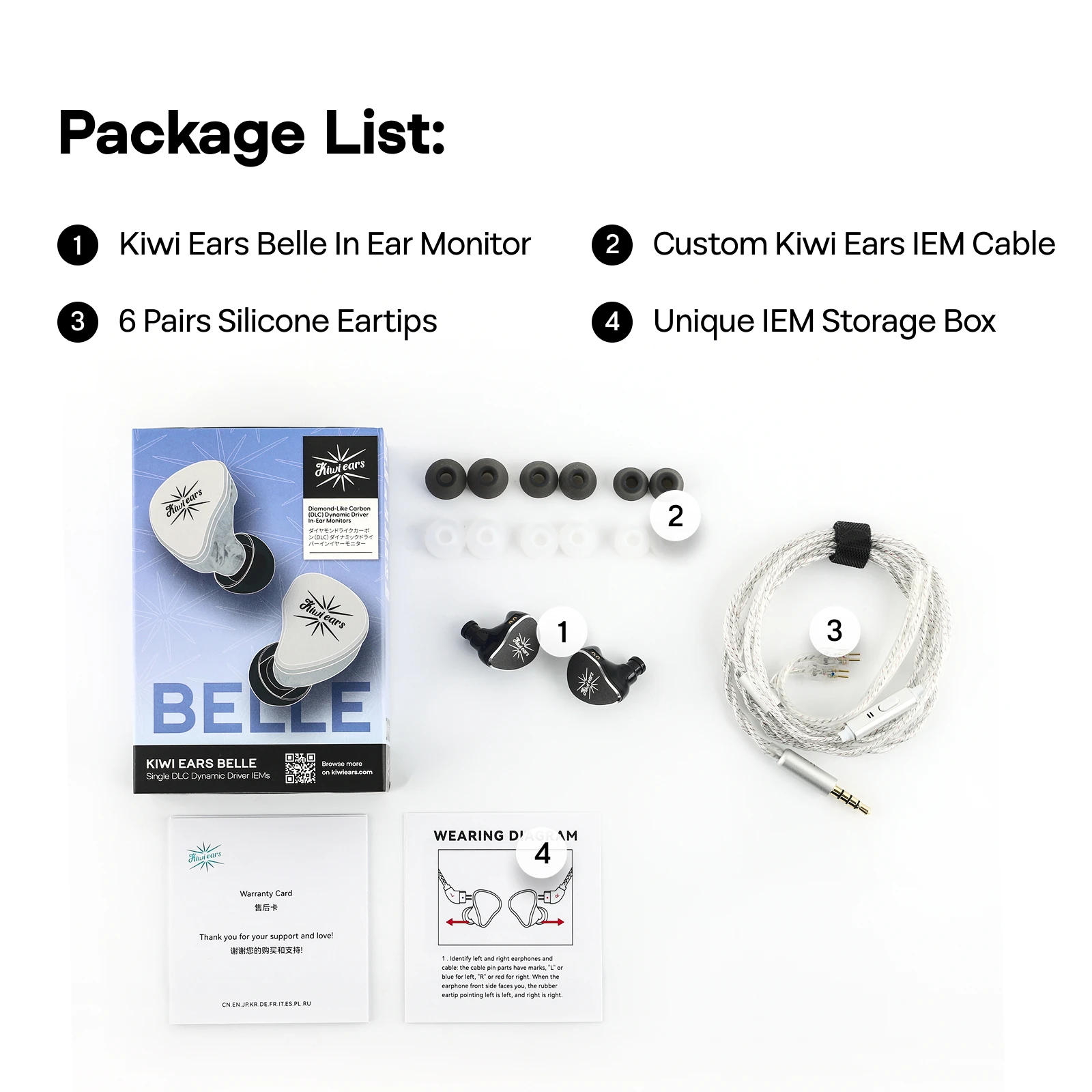 Kiwi Ears Belle 10mm DLC Dynamic Driver IEM Hifi Earphones with Accurate Technicalities for Pro Use