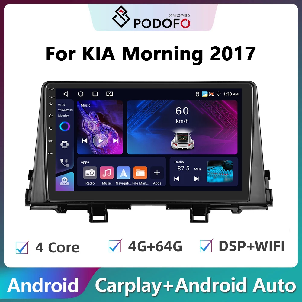 

Podofo 2Din Android Car Radio Multimidia Video Player For KIA Morning 2017 GPS Navigation Carplay Auto Stereo Head Unit