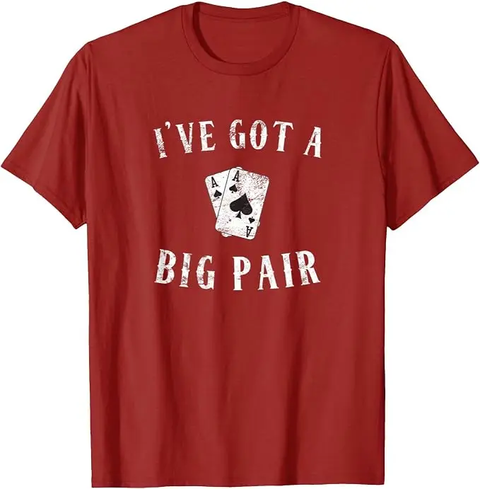 Poker-T-Shirt mit Aufschrift „I've Got A Big Pair“ – Lustiges Casino-Karten-T-Shirt für Väter mit zwei Kindern – Y2K Poker-Star Grafik Herrenmode Spruch-T-Shirt – Persönlichkeit – Detail 17
