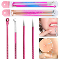 4pcs/pack Acne Needle Kit Reusable Blackhead Extractor Acne Pimple Blackhead Remover Tool Stainless Steel Skin Care Tool