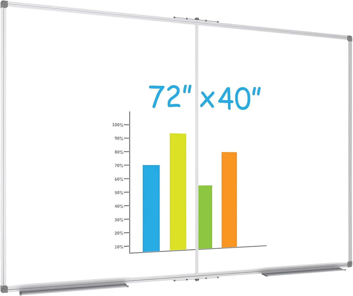 

Large Foldable Magnetic Whiteboard 72x40 Inches, Dry Erase Board with Aluminum Frame & Marker Tray for Office Home School