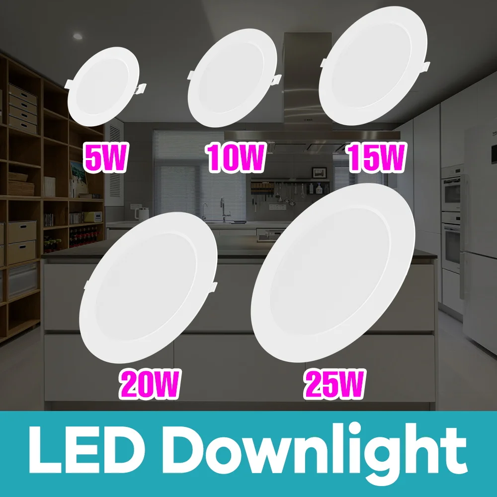 

Spotlights LED Ceiling Downlight AC220V 5W 10W 15W 20W 25W Recessed Round Lamp Spot LED Dowm Light Hidden Indoor Lighting