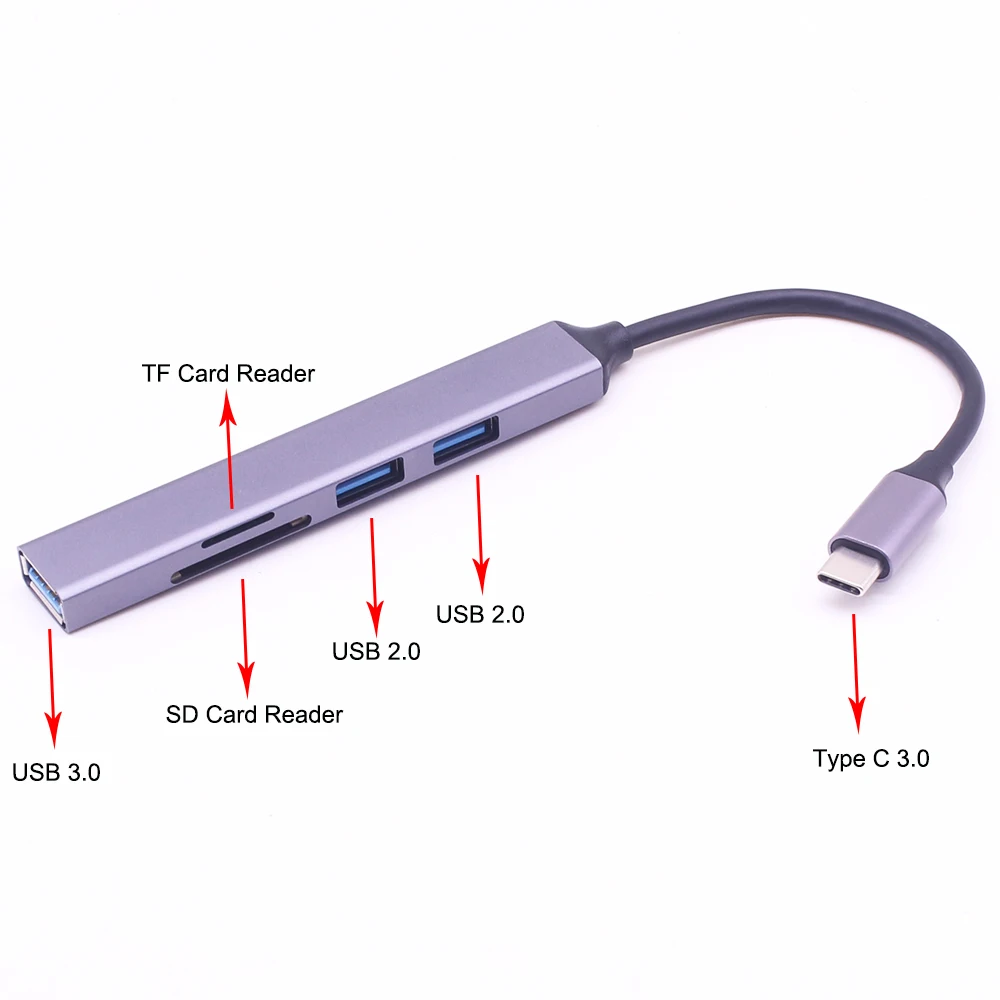 USB-Hub Hochgeschwindigkeits-USB 3.0 Hub-Splitter-Kartenleser Multi port mit SD-TF-Ports für MacBook-Computer zubehör Typ C.