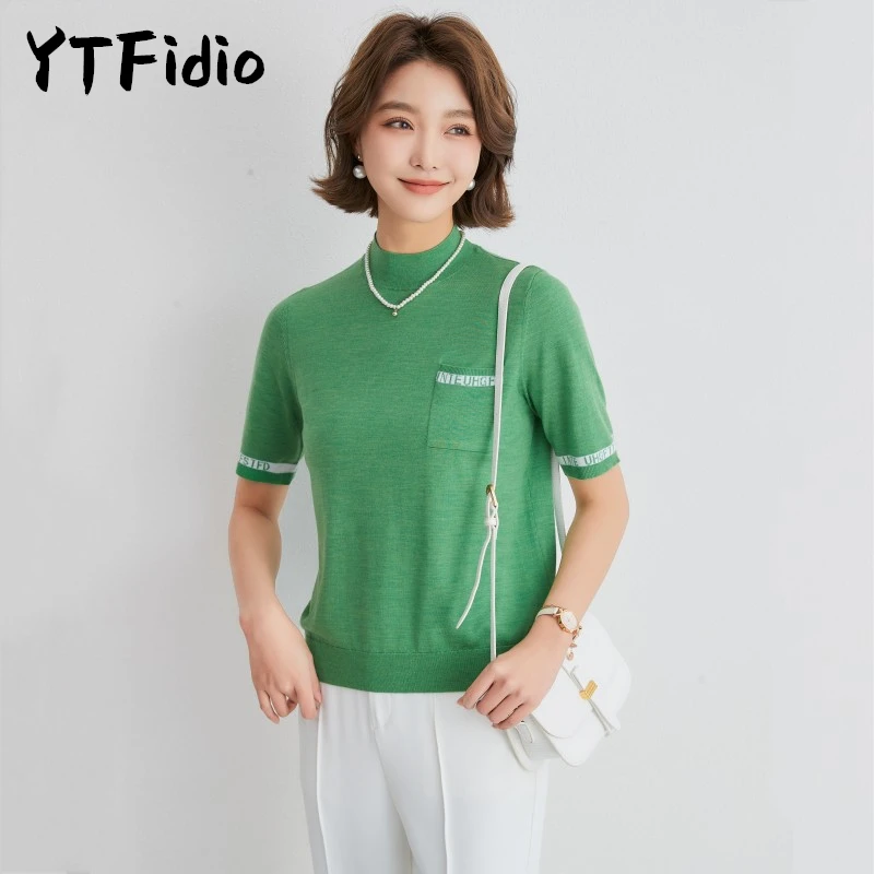 YTFidio Summer New Women's Cashmere Wool Tops Office Lady Warm Soft  Solid Turtleneck Girls  Streetwear Tops 03