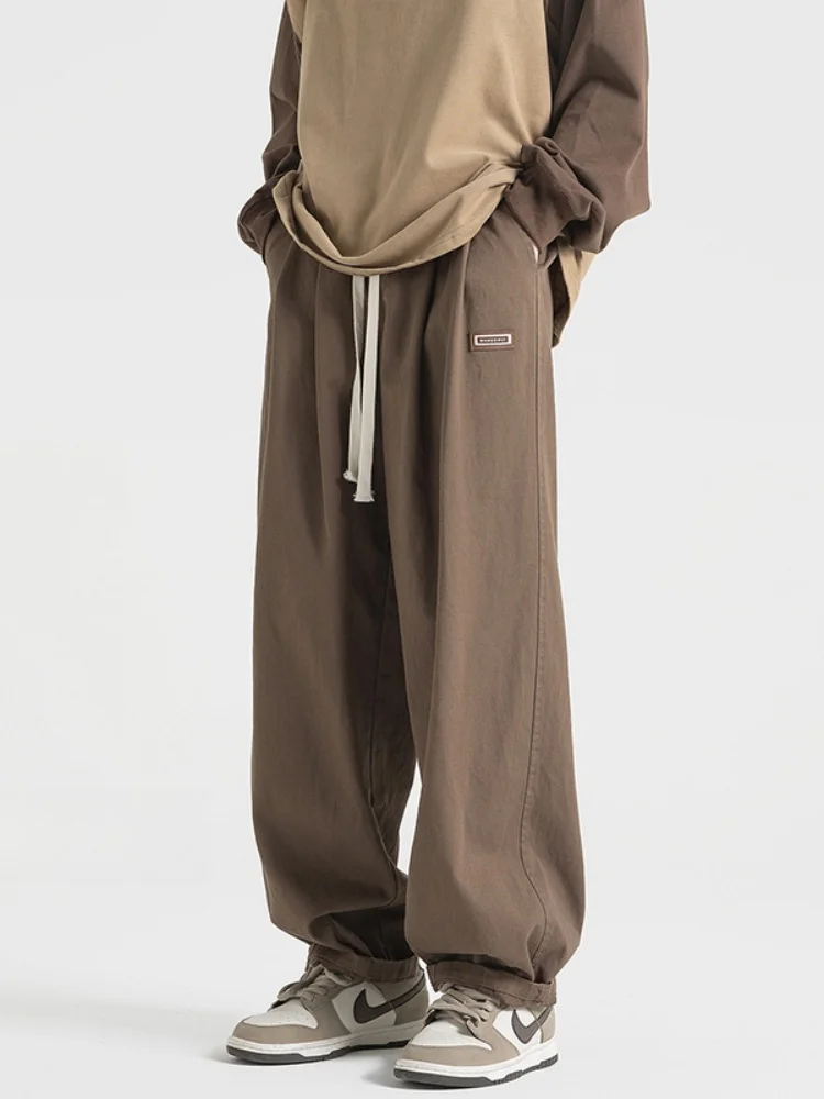 

Мужские свободные брюки карго на весну-осень, прямые повседневные длинные брюки в американском ретро-стиле, рабочая одежда, дышащие, удобные