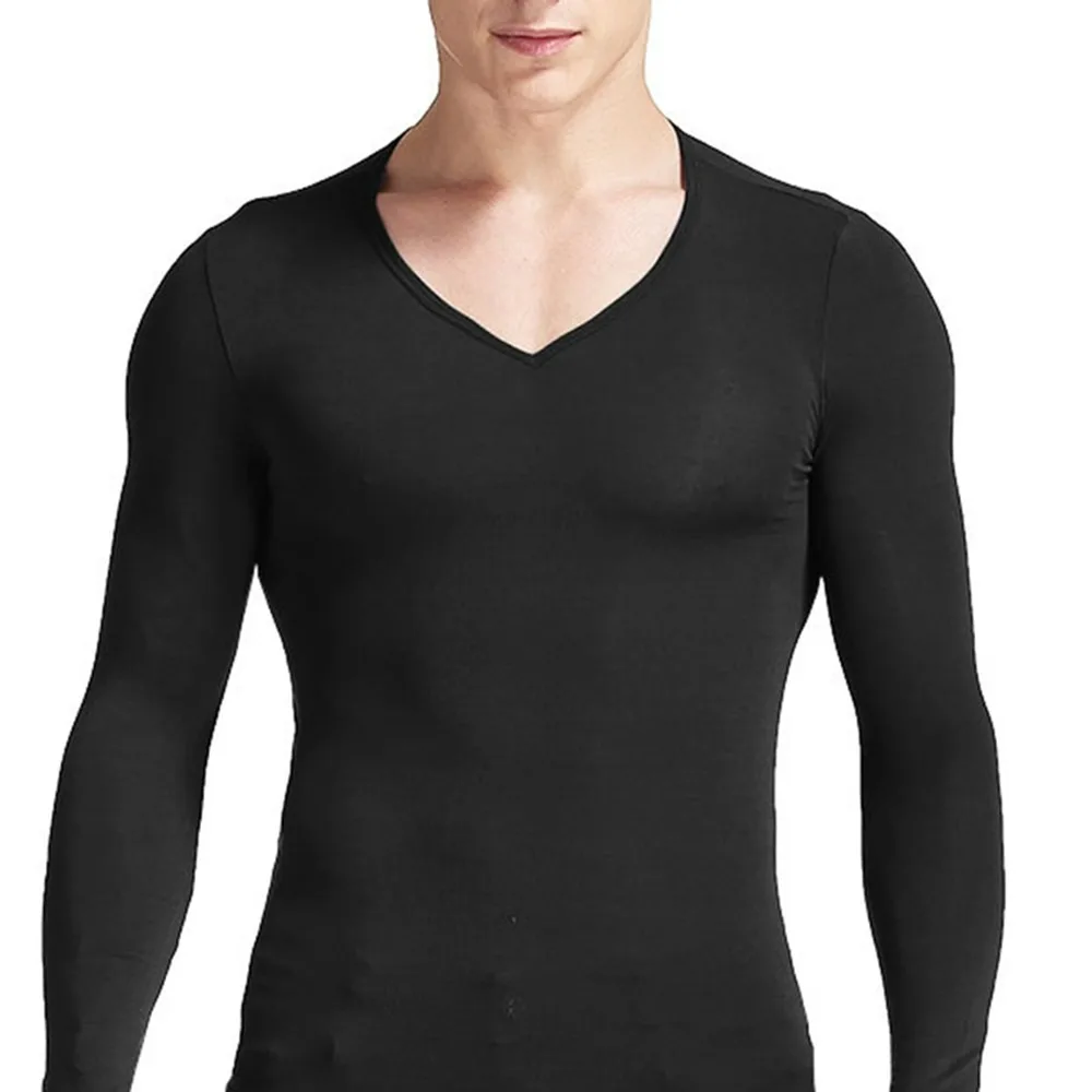 Jersey térmico de manga larga para hombre, camiseta lisa básica, blusa de Cuello medio alto, ropa Interior de cuello simulado, moda de invierno